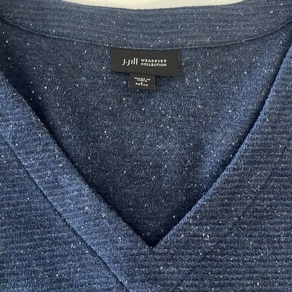 JJill V-Neck Sweater Long Sleeve Oversized Blue Ribbed sweatshirt Womens LP - Picture 4 of 9